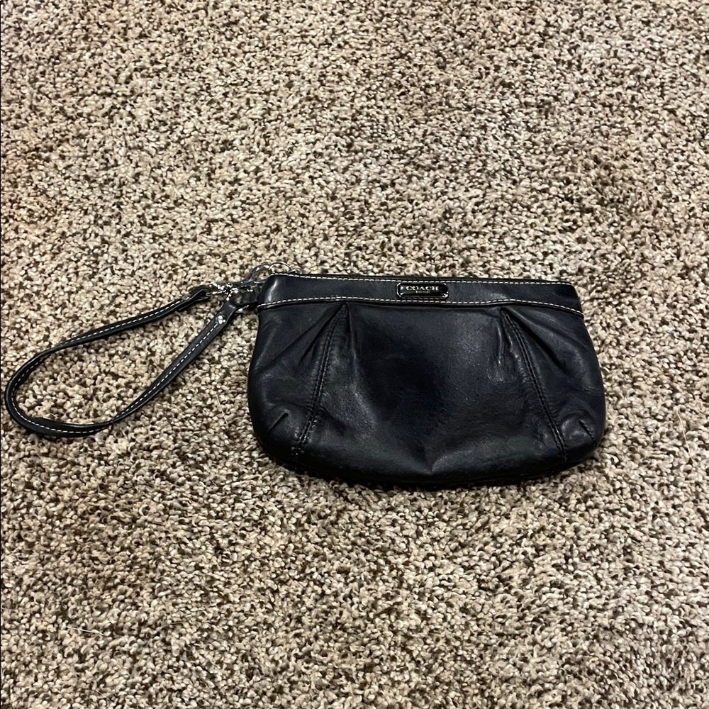 Coach Black Leather Wristlet Clutch